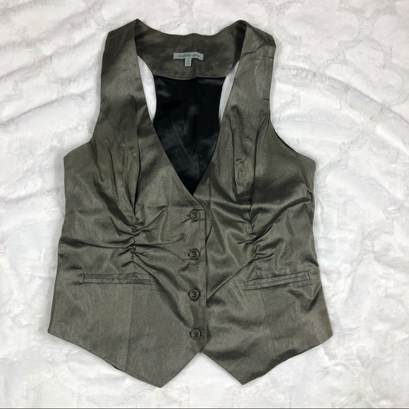 Charlotte Russe Olive Shimmer Vest size Medium - Picture 8 of 8